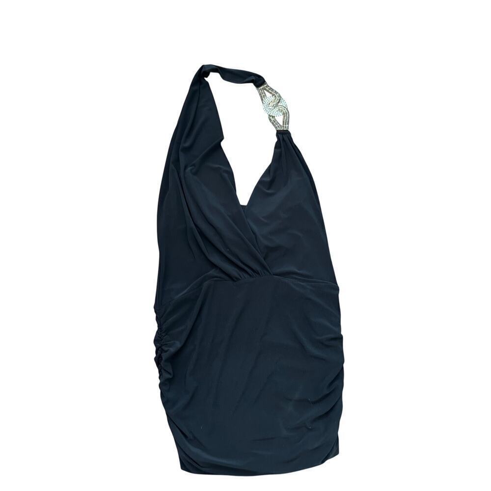 Cache Women's Black Sleeveless Halter Neckline Mini Dress Size Medium